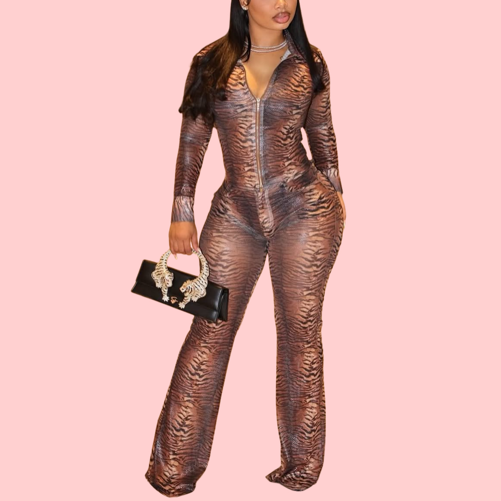 Tiger-Print Slimming Two-Piece Set