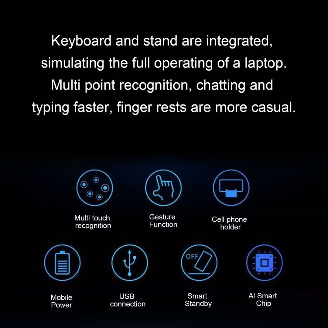 Wireless Projection Keyboard, Blue tooth Virtual Keyboard, Portable Full Size Keyboard with Phone Stand & Mobile Power Supply Function, QWERTY Layout, for Tablet, Smartphone