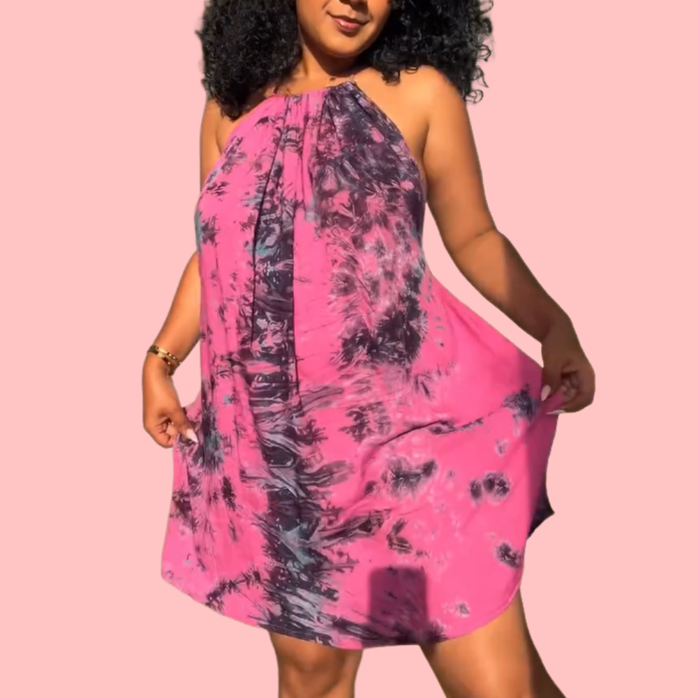 Tie-Dye Backless Mini Dress