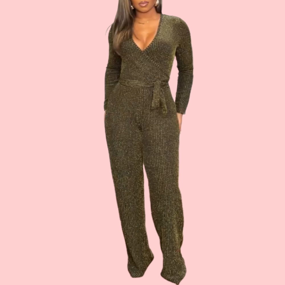 V-Neck Tie-Front Jumpsuit