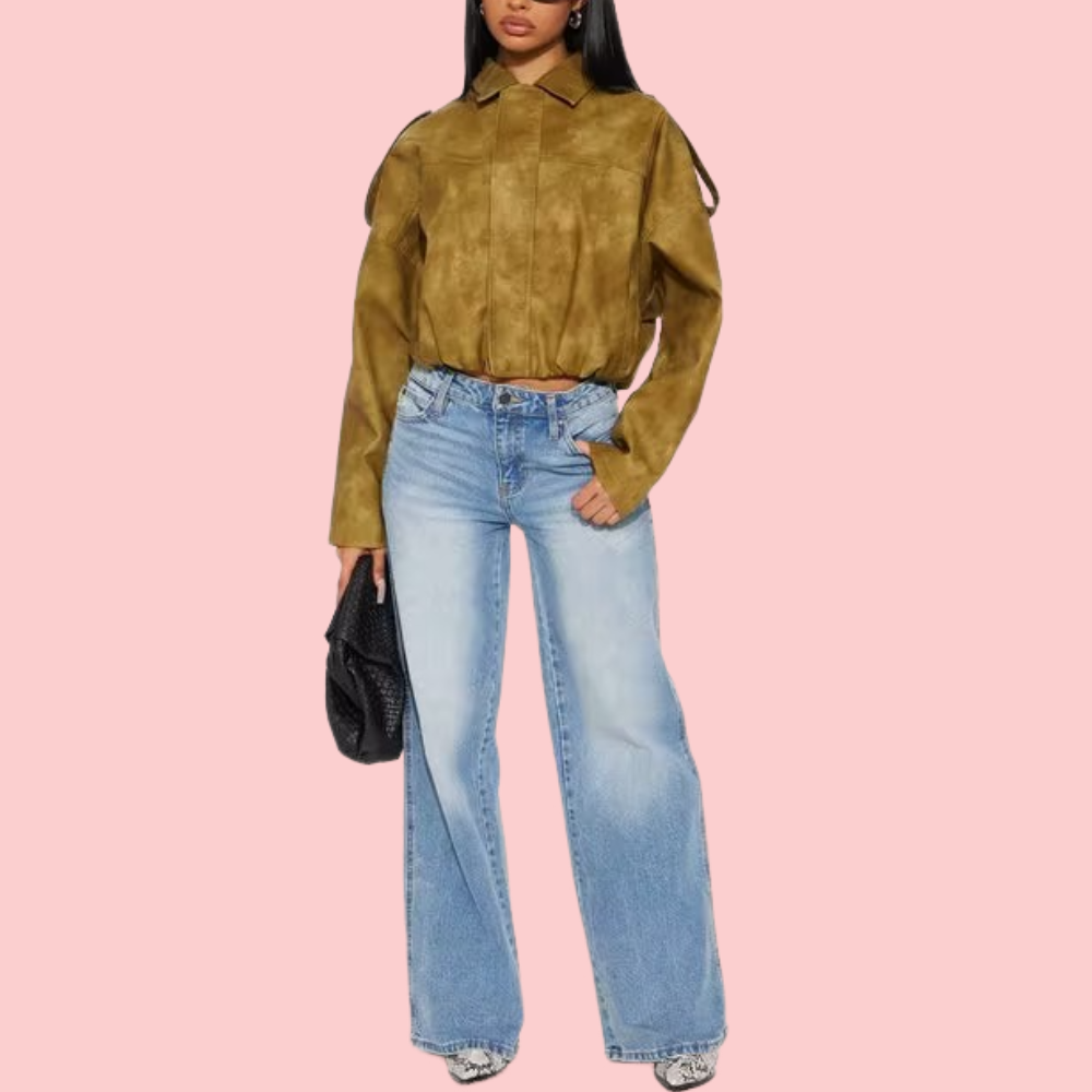 Green Suede Bomber Jacket