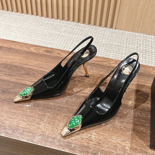 Pointed Toe Jeweled High Heels