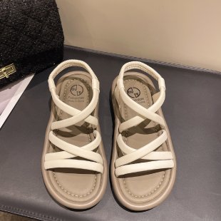 Solid Color Strappy Casual Flat Sandals