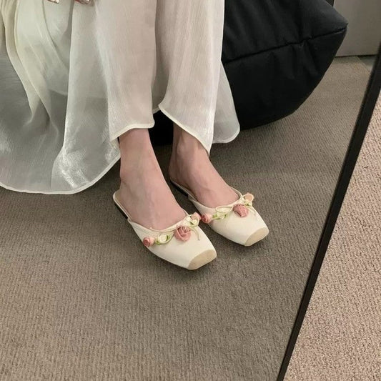 Floral Flat Toe Slippers