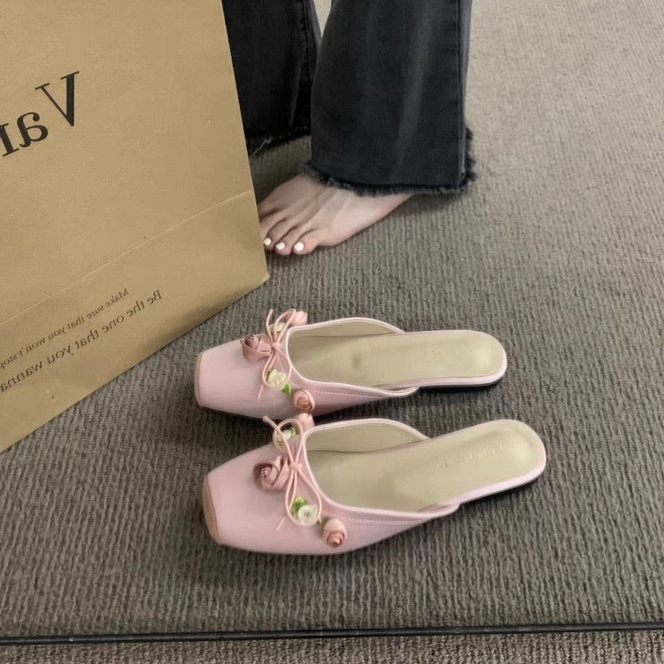 Floral Flat Toe Slippers