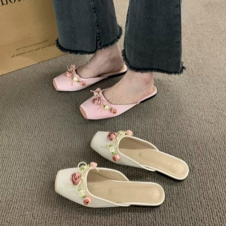 Floral Flat Toe Slippers