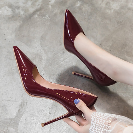 Pointed Toe Patent Leather High Heels