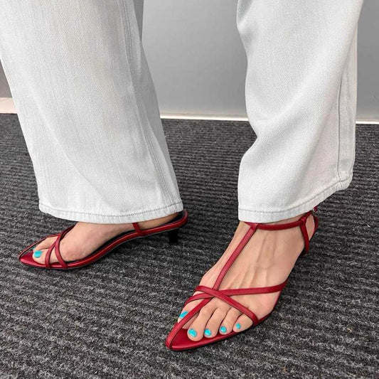 Pointed Toe Strappy High Heeled Sandals