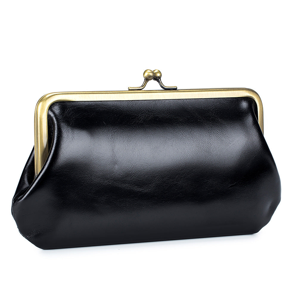 Solid Color Leather Clutch Bag