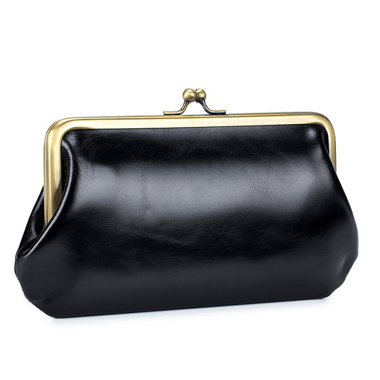 Solid Color Leather Clutch Bag