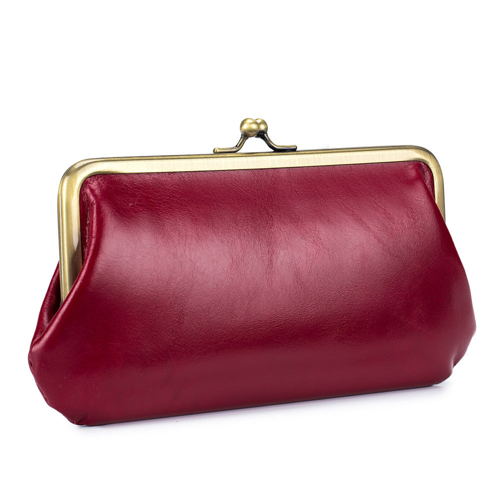 Solid Color Leather Clutch Bag