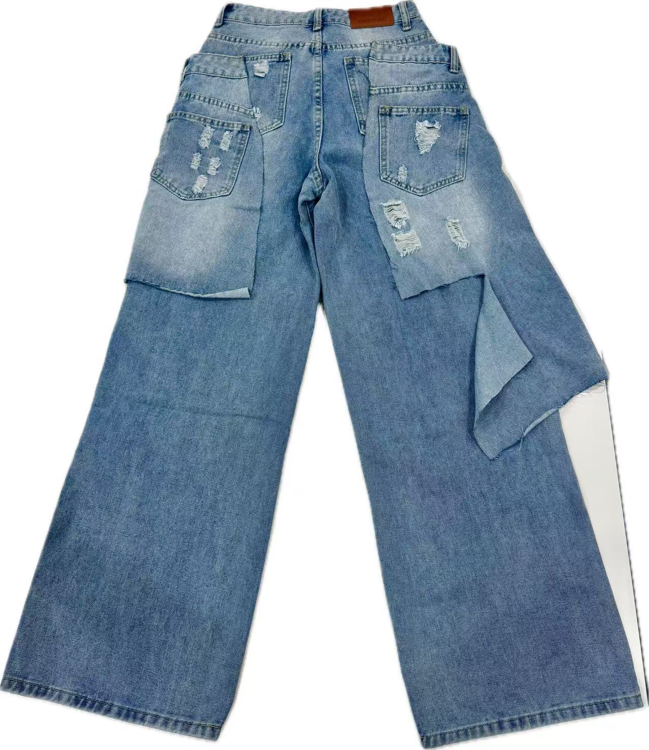 Washed Double Destroyed Jeans