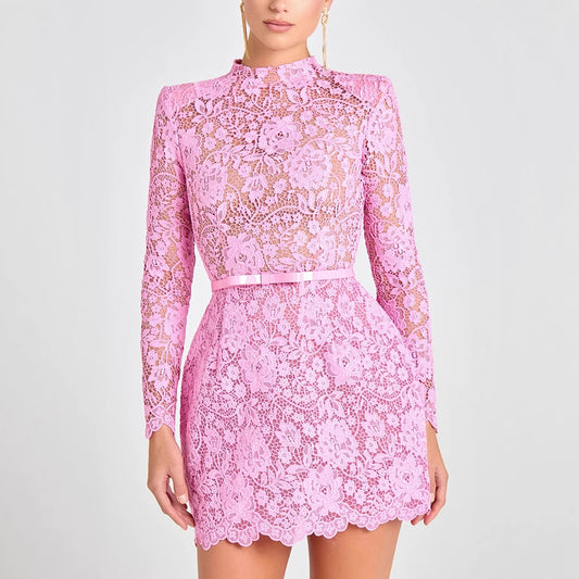 Pink Floral Cutout Mini Dress
