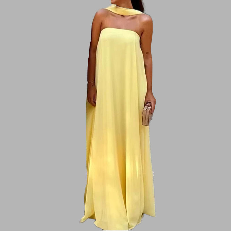 Yellow Sheath Flowing Maxi Dress