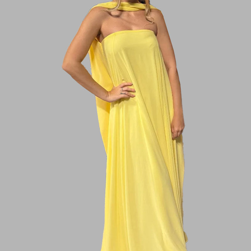 Yellow Sheath Flowing Maxi Dress