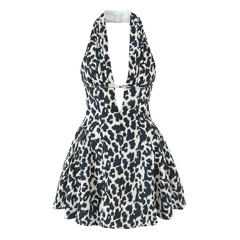Leopard Print V-Neck Mini Dress