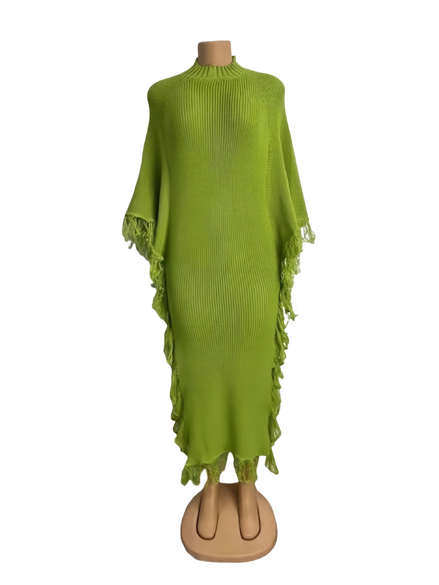 Solid Color Knitted Fringe Maxi Dress
