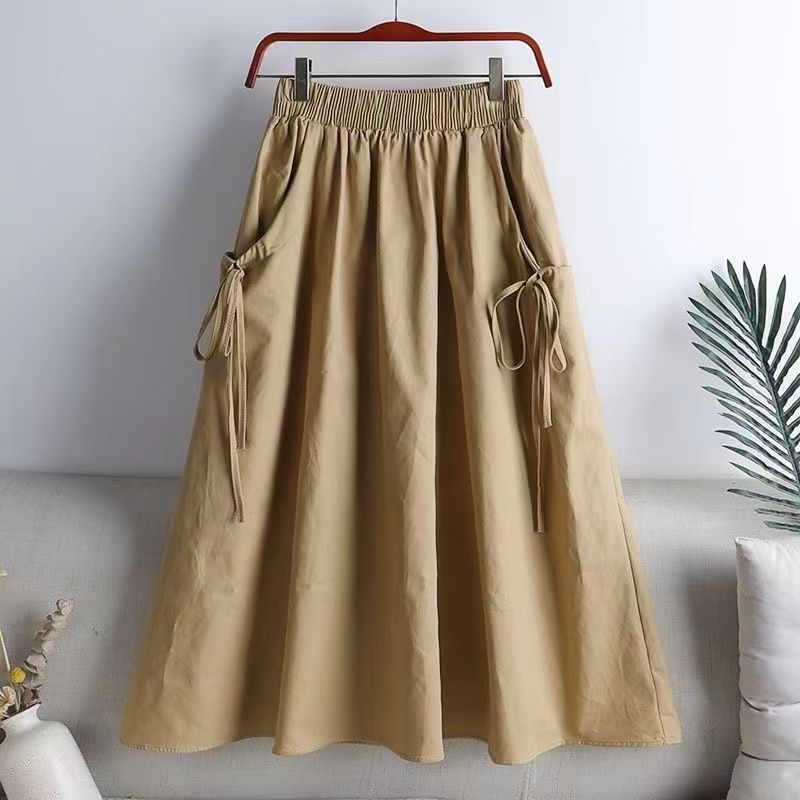 Solid Color Drawstring Pocket Skirt