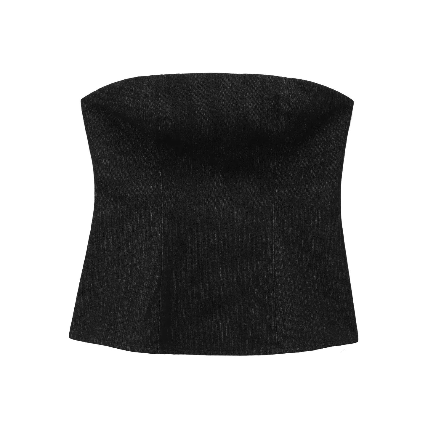 Black Denim Sheath Top & Jeans Set