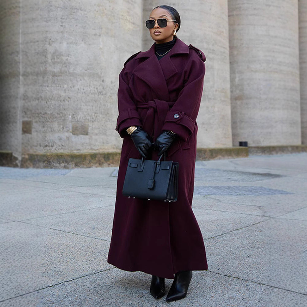 Burgundy Double-Breasted Coat