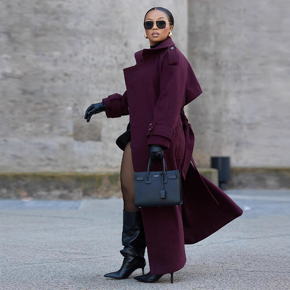 Burgundy Double-Breasted Coat