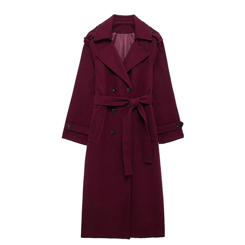 Burgundy Double-Breasted Coat