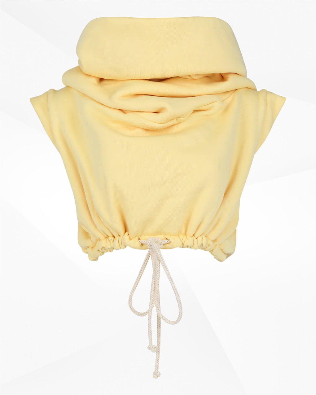 Yellow Puffed Collar Hoodie Two-Piece Set