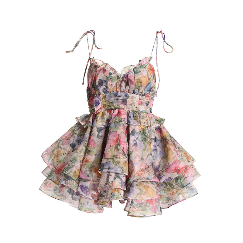Floral Mesh Mini Dress