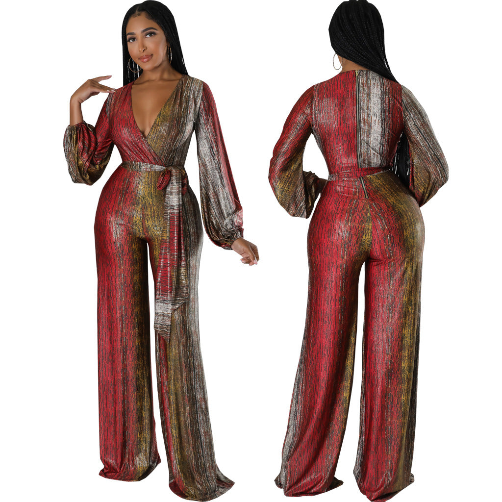 Gradient V-Neck Jumpsuit