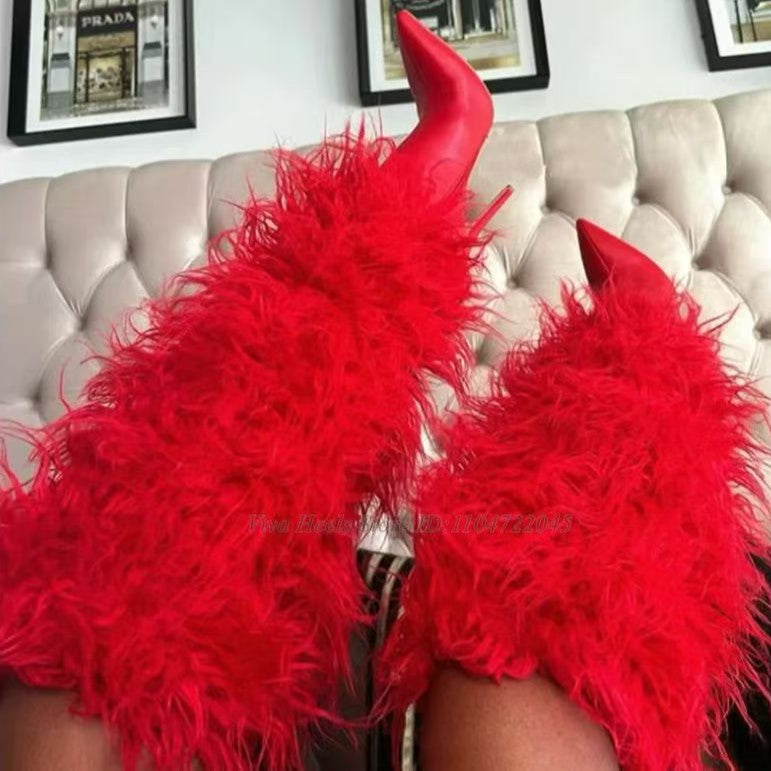 Fur Trimmed Heeled Long Boots