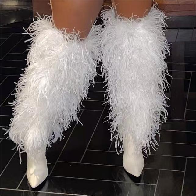 Fur Trimmed Heeled Long Boots