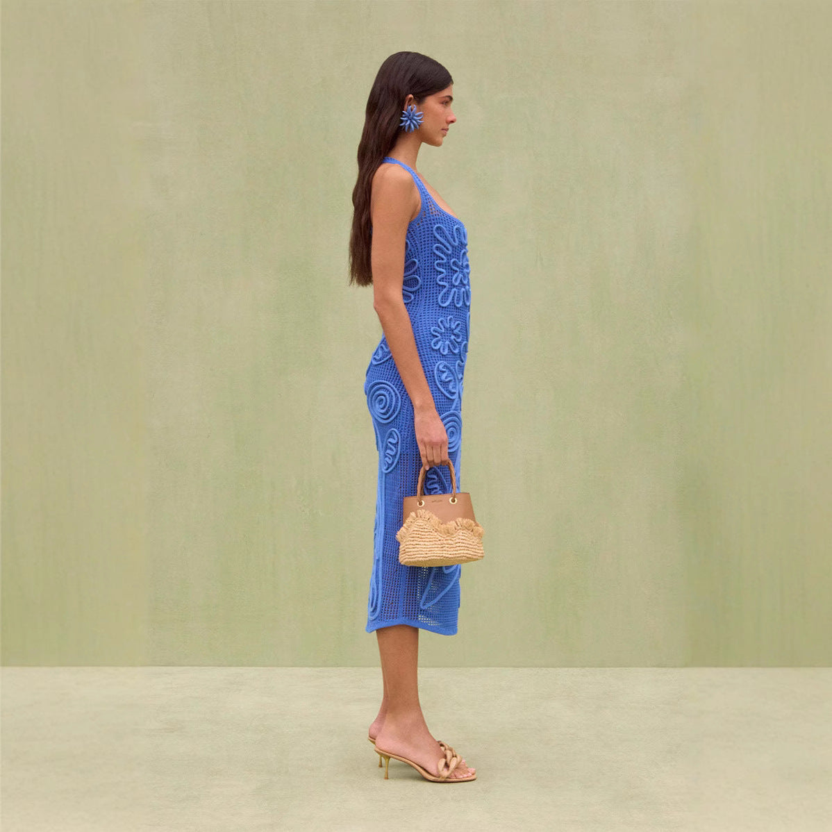 Knitted Floral Camisole Maxi Dress