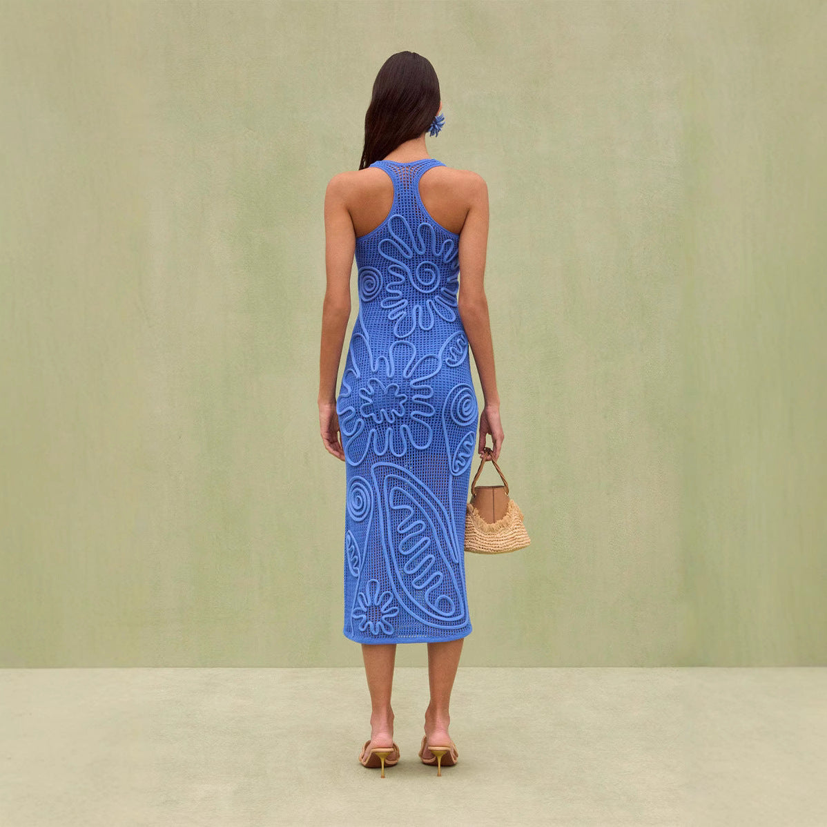 Knitted Floral Camisole Maxi Dress