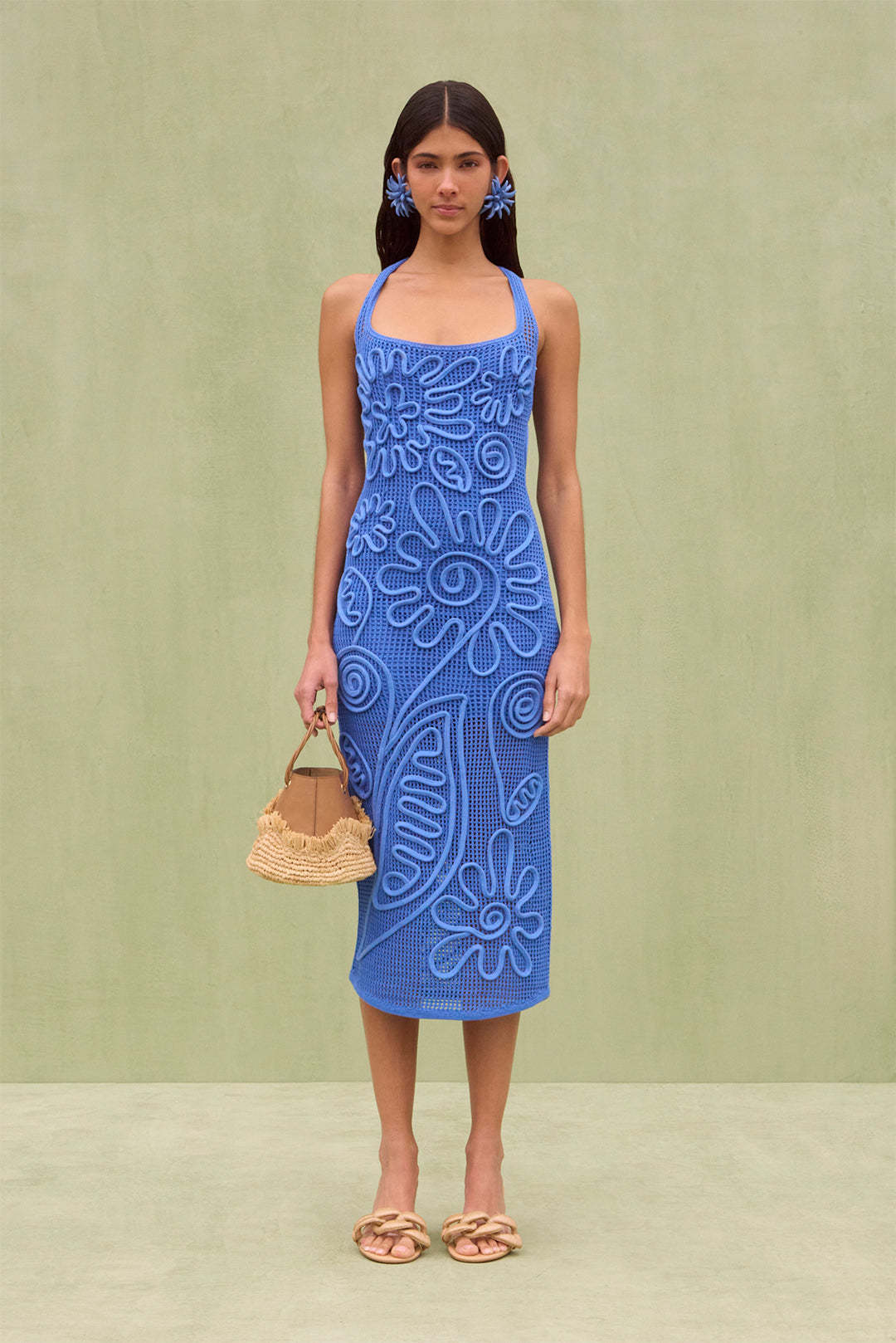 Knitted Floral Camisole Maxi Dress