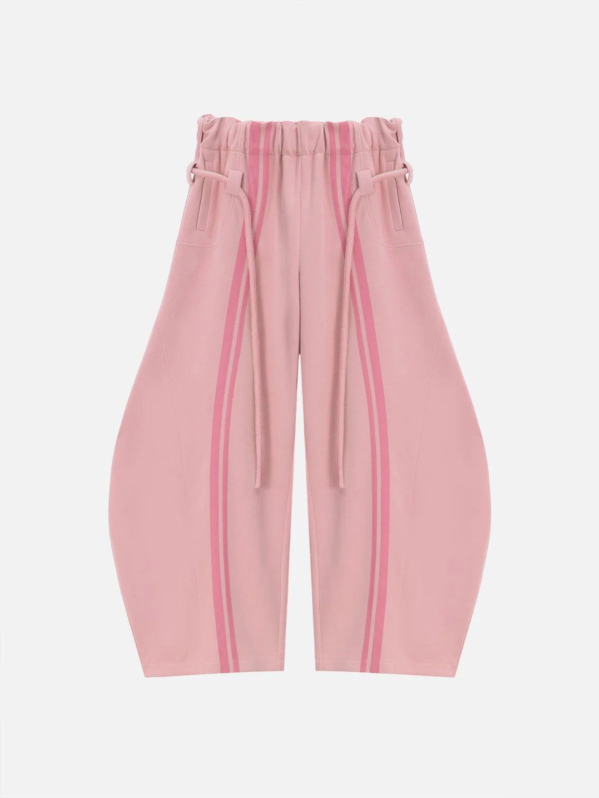 Striped Drawstring Wide-Leg Pants