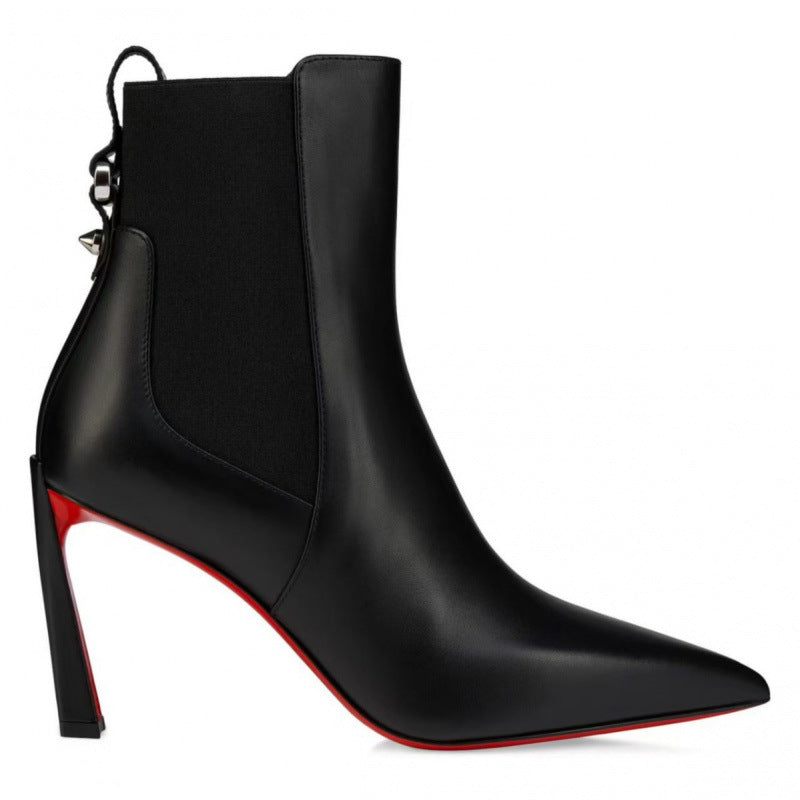 Leather Pointed-Toe High Heels