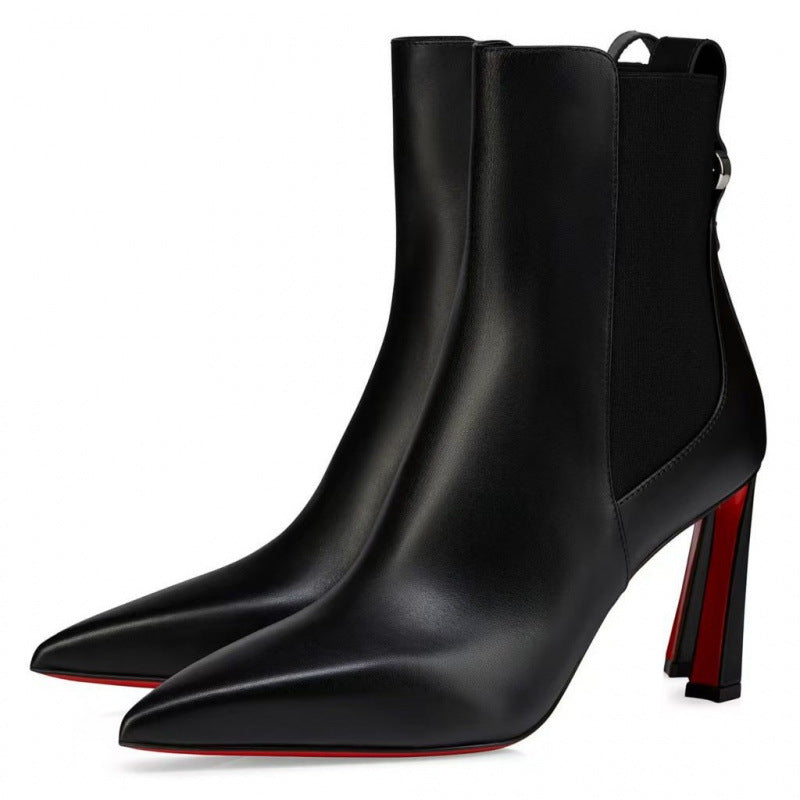 Leather Pointed-Toe High Heels