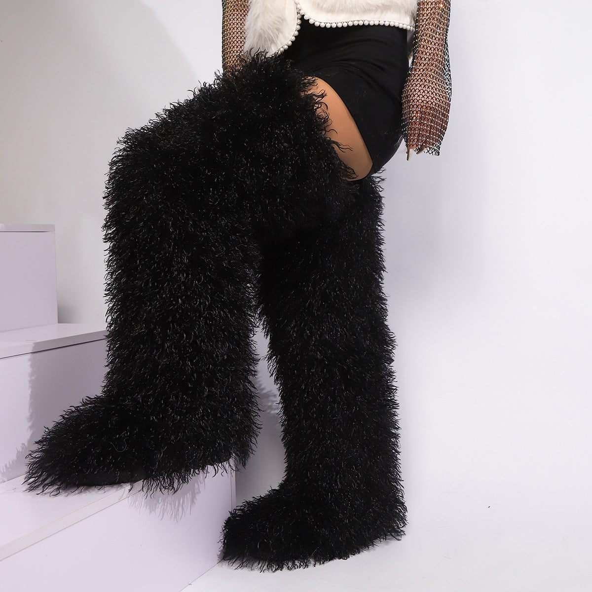 Faux Fur-Trimmed Boots