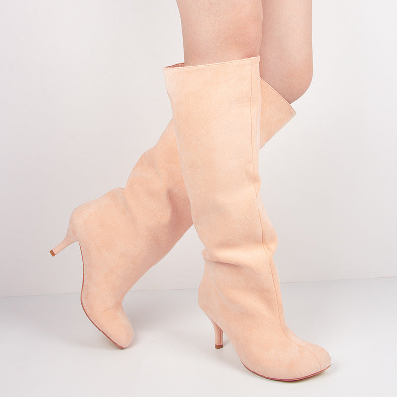 Suede High Heeled Boots