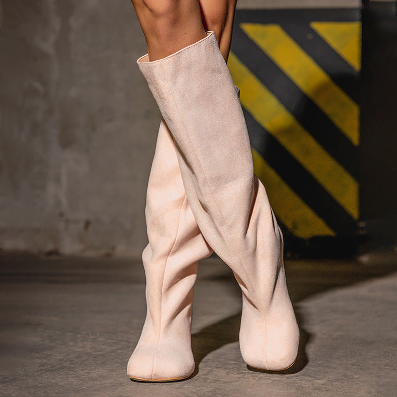 Suede High Heeled Boots