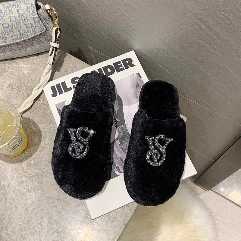 Rhinestone Fuzzy Slippers