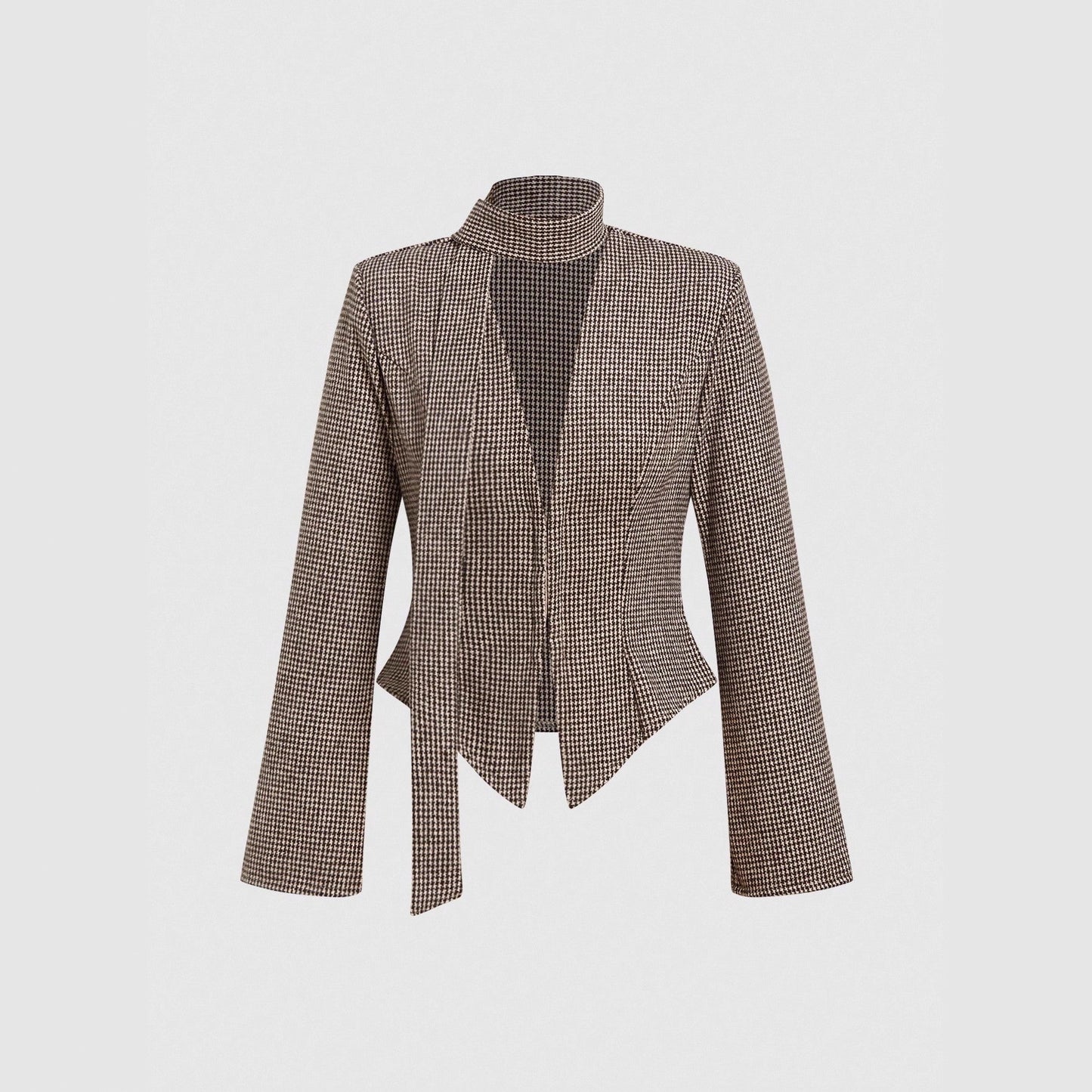 Checkered V-Neck Jacket & Skirt Set