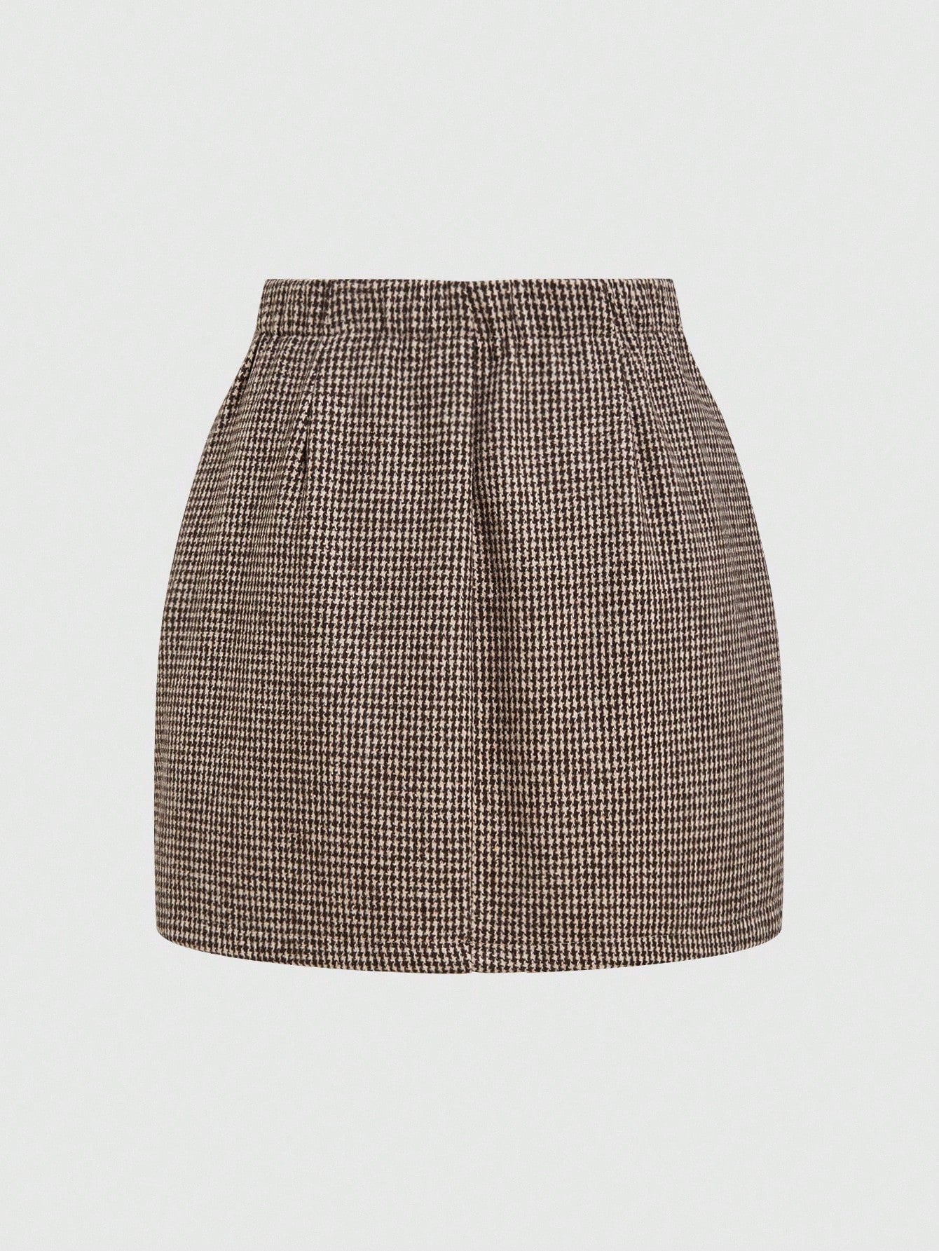 Checkered V-Neck Jacket & Skirt Set