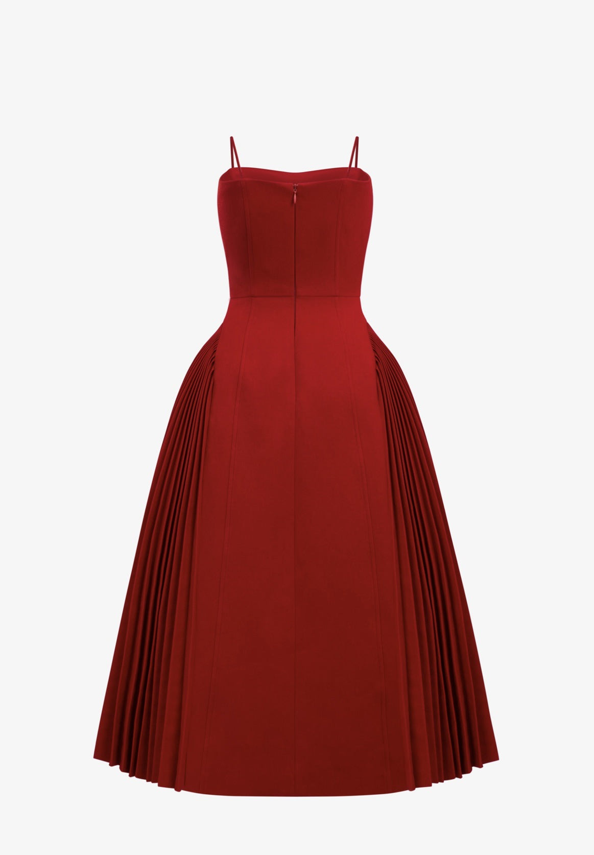 Red Pleated Strapless Dress & Shawl Set