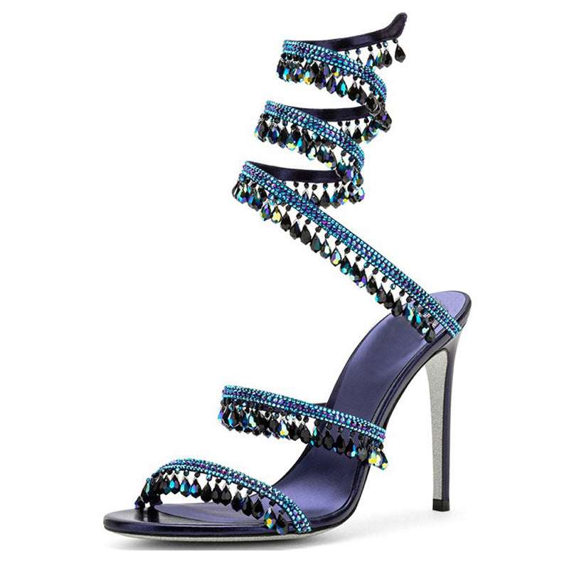 Rhinestone-encrusted Stiletto High Heels