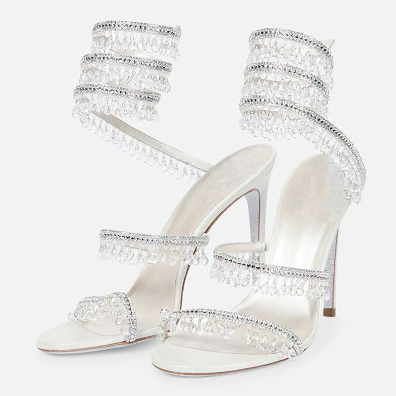 Rhinestone-encrusted Stiletto High Heels