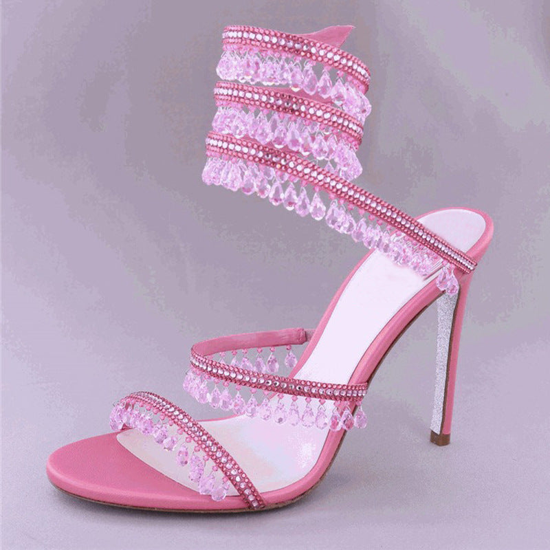 Rhinestone-encrusted Stiletto High Heels