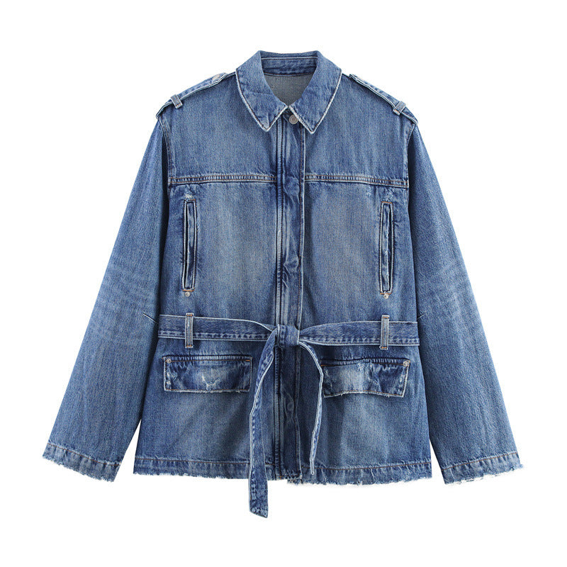 Denim Tie-Front Pocket Jacket & Jeans Set