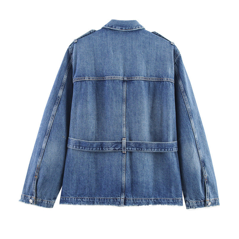 Denim Tie-Front Pocket Jacket & Jeans Set