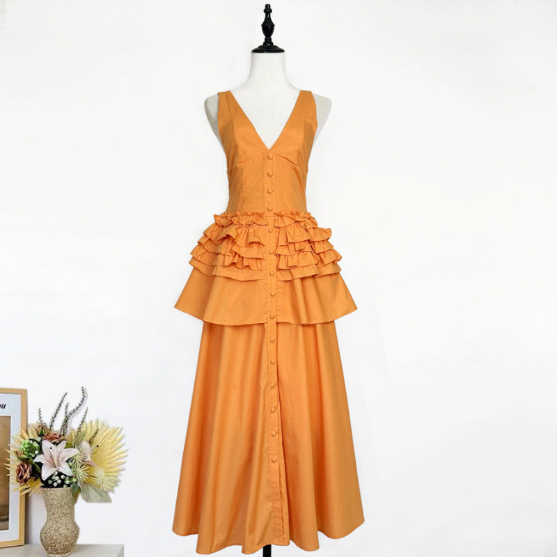 V-neck Sleeveless Layered Maxi Dress
